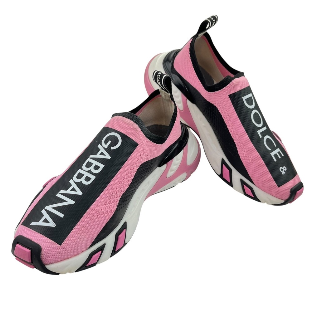 Dolce & Gabbana Sorrento Logo Sneakers Pink Slip On Womens 39.5 Authentic